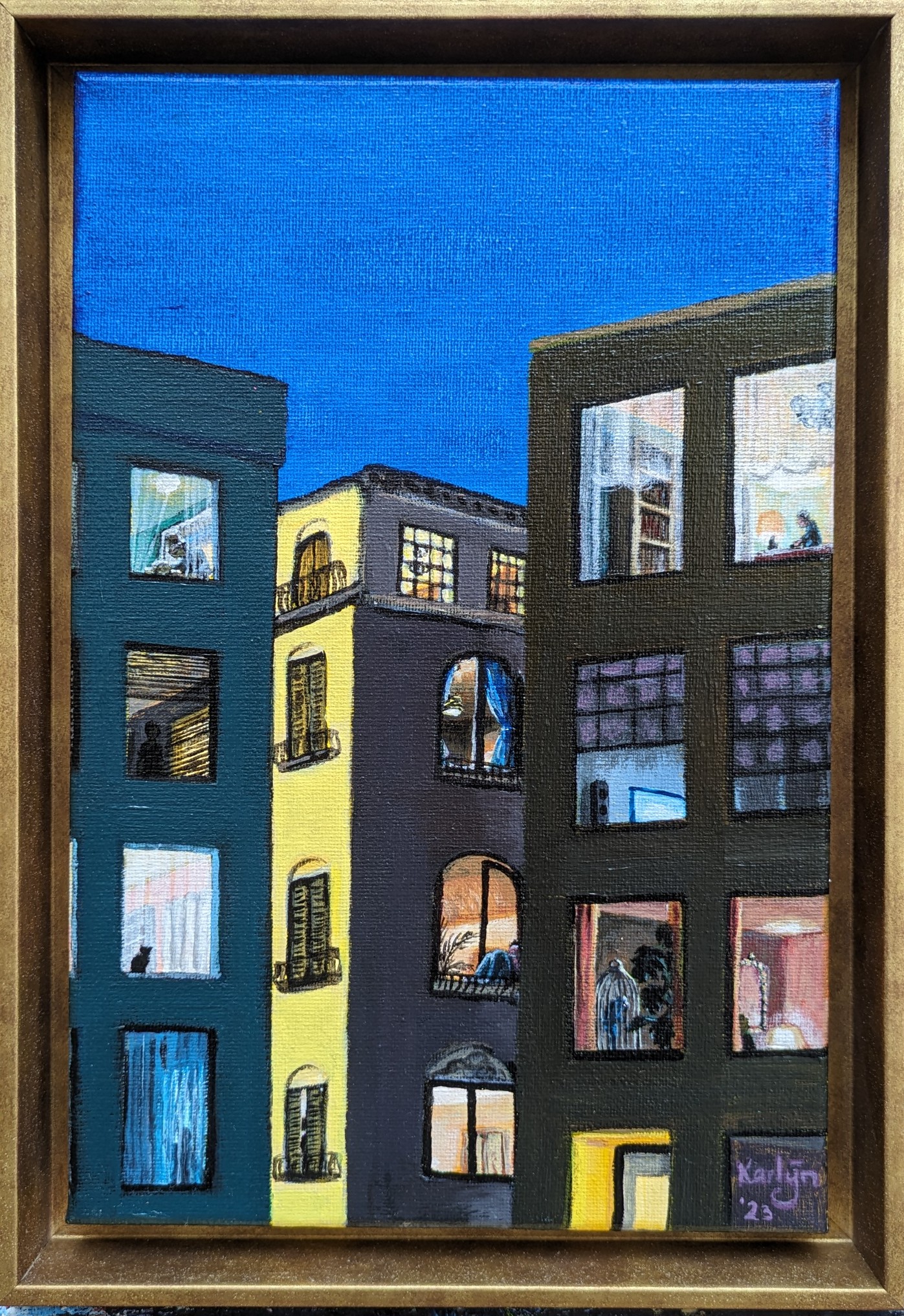 EL BORN (2023) oil on canvas, 20x30cm (excl. frame) karlijn surminski artwork